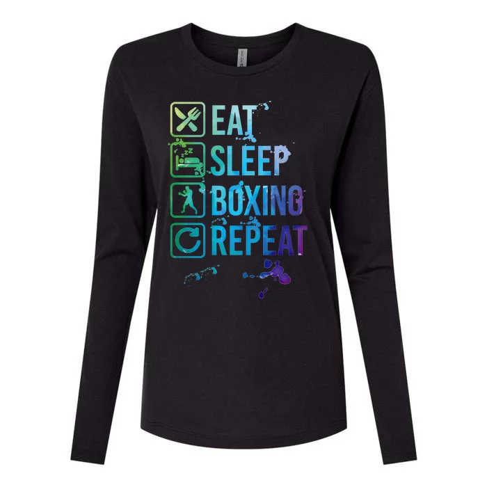 Boxing Eat Sleep Repeat Watercolor Gift Womens Cotton Relaxed Long Sleeve T-Shirt