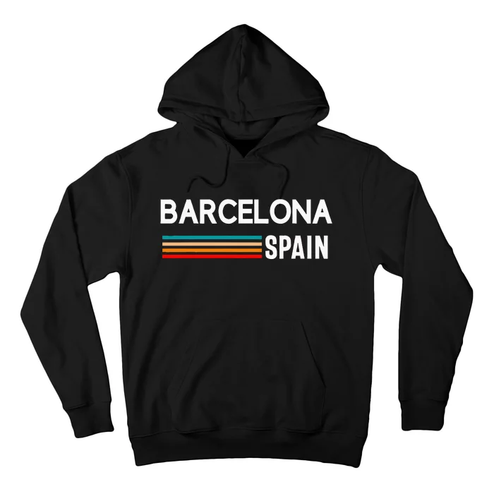 Barcelona Espana Spain Est. Souvenir Flag Map Vacation Hoodie