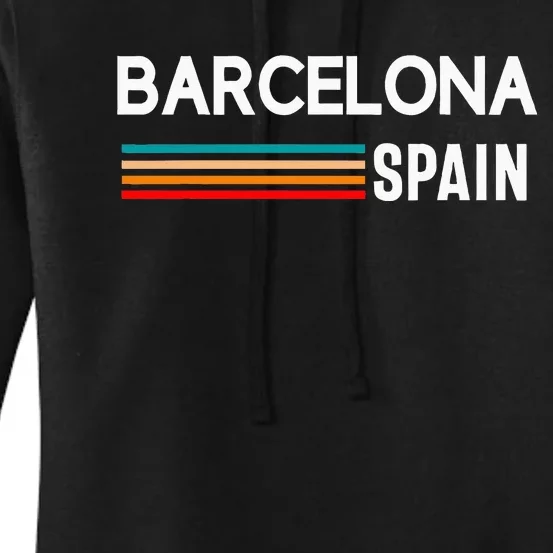 Barcelona Espana Spain Est. Souvenir Flag Map Vacation Women's Pullover Hoodie