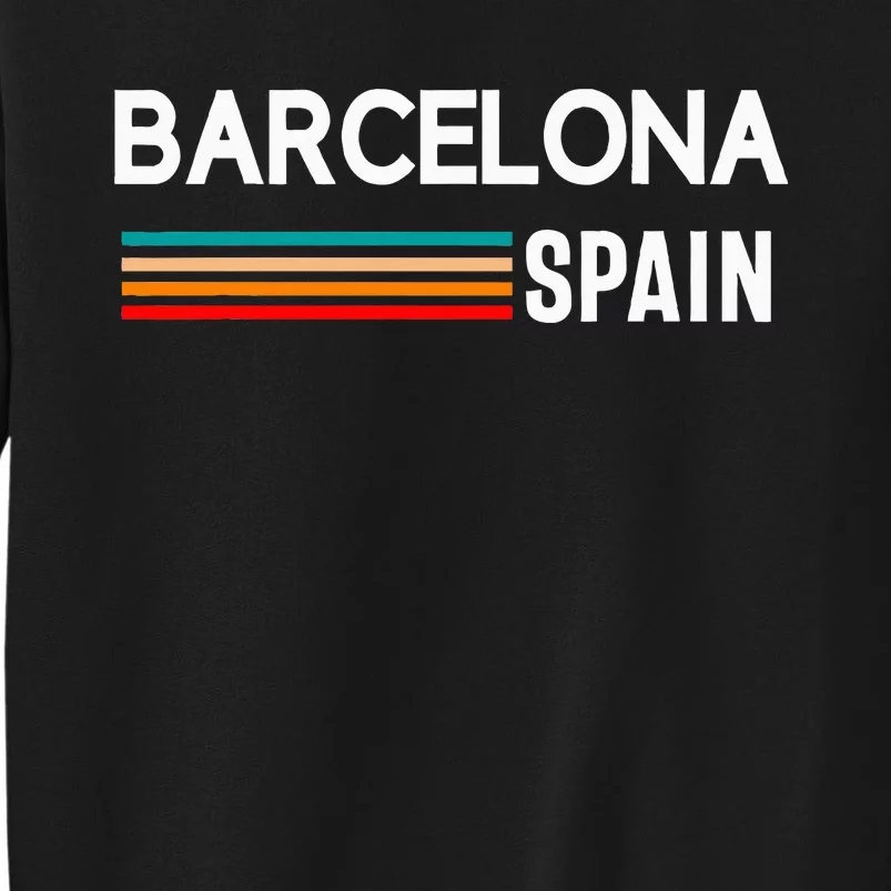 Barcelona Espana Spain Est. Souvenir Flag Map Vacation Tall Sweatshirt