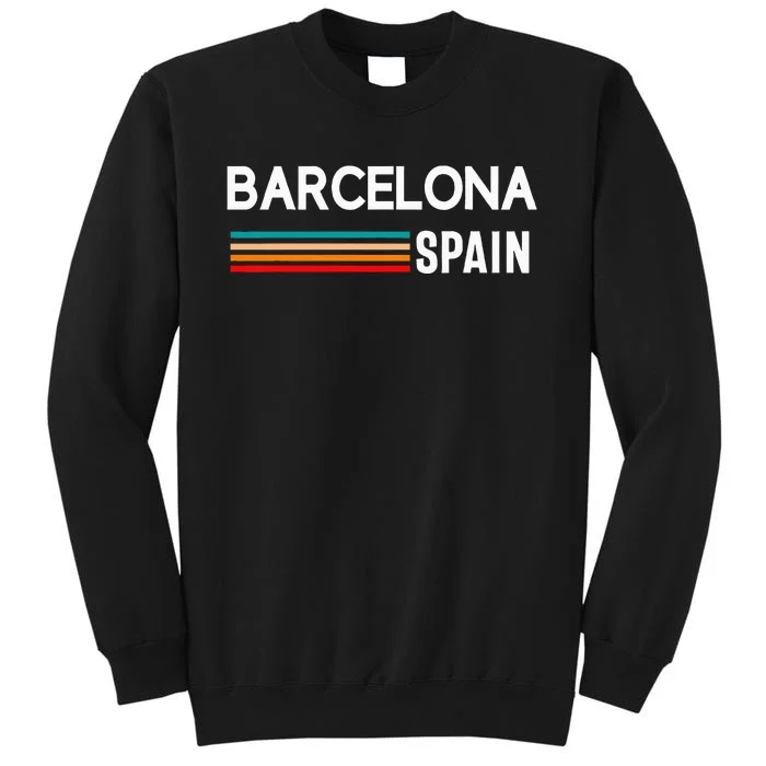 Barcelona Espana Spain Est. Souvenir Flag Map Vacation Tall Sweatshirt