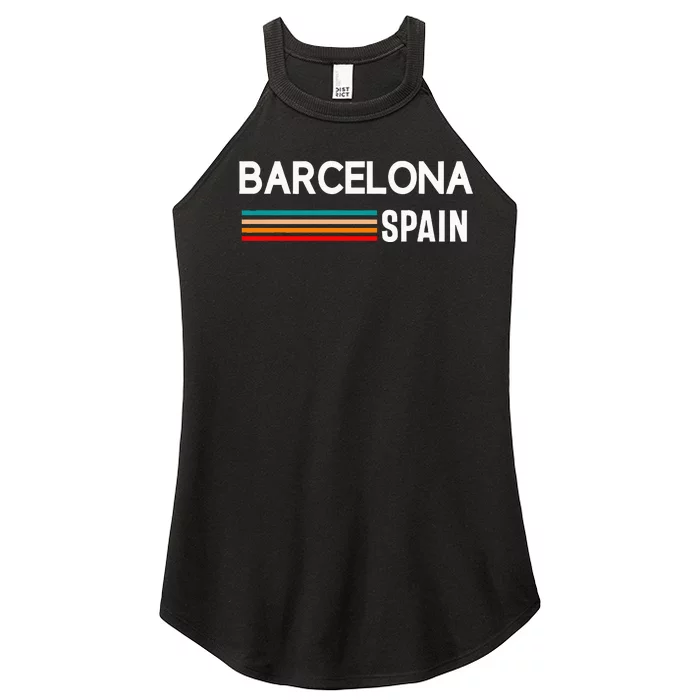 Barcelona Espana Spain Est. Souvenir Flag Map Vacation Women’s Perfect Tri Rocker Tank