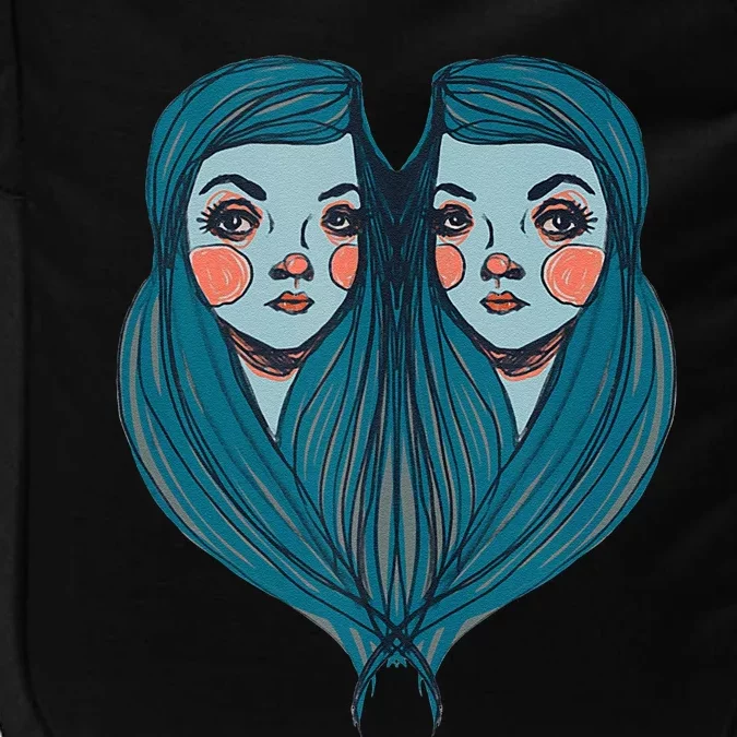 Big Eyes Sad Twin Drawing Retro Mod Blue Hair Kawaii Impact Tech Backpack