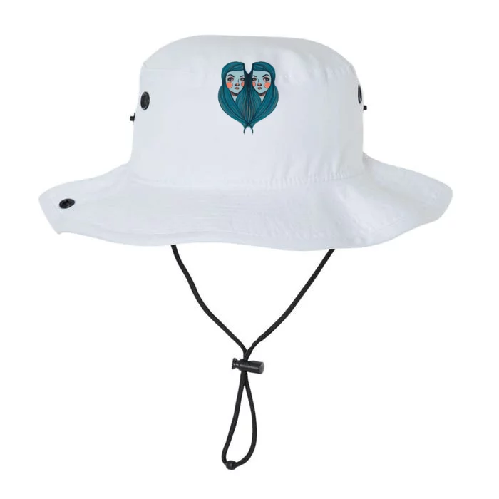 Big Eyes Sad Twin Drawing Retro Mod Blue Hair Kawaii Legacy Cool Fit Booney Bucket Hat