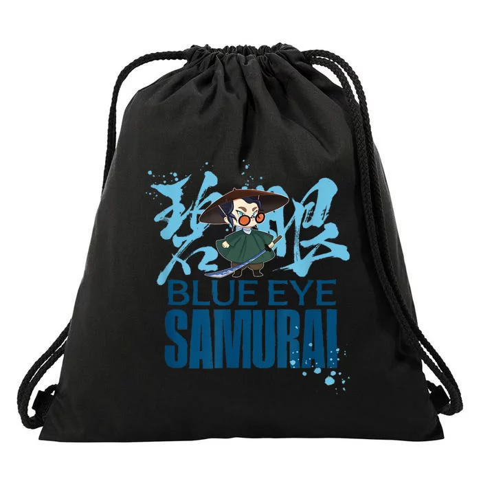 Blue Eye Samurai Chibi Mizu Kanji Portrait Drawstring Bag