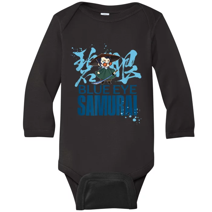 Blue Eye Samurai Chibi Mizu Kanji Portrait Baby Long Sleeve Bodysuit