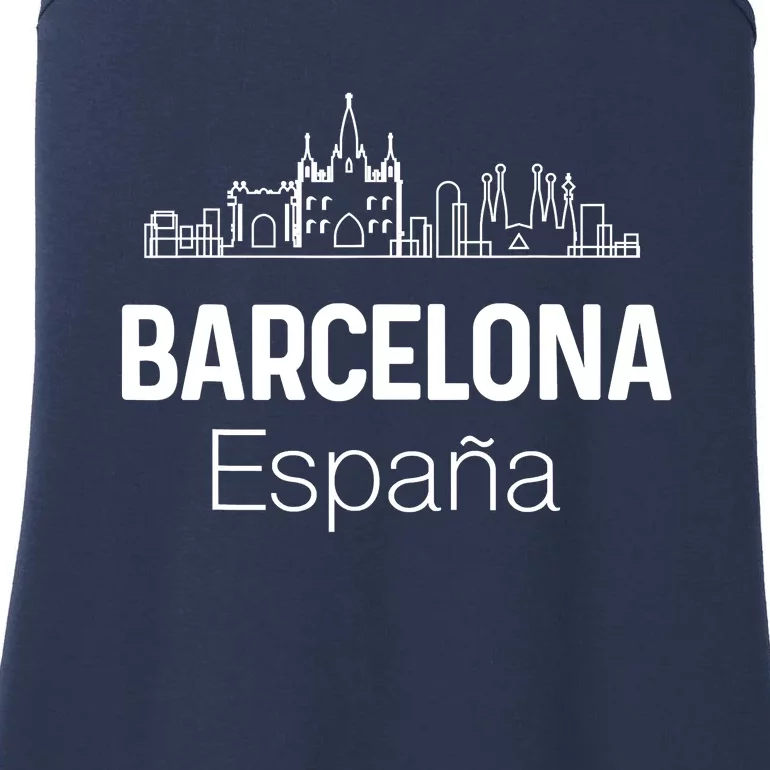 Barcelona Espana Spain Est Souvenir Flag Map Vacation Ladies Essential Tank