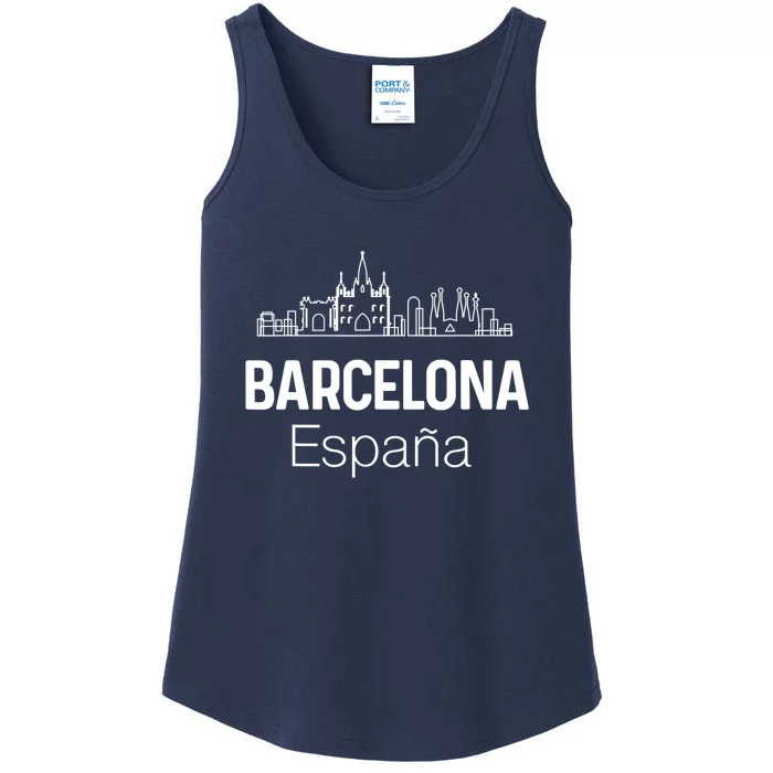 Barcelona Espana Spain Est Souvenir Flag Map Vacation Ladies Essential Tank