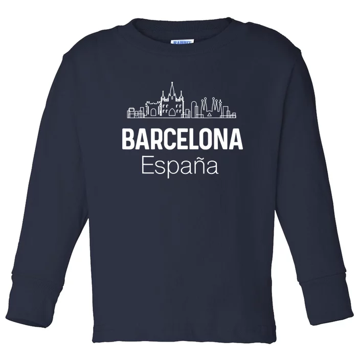 Barcelona Espana Spain Est Souvenir Flag Map Vacation Toddler Long Sleeve Shirt