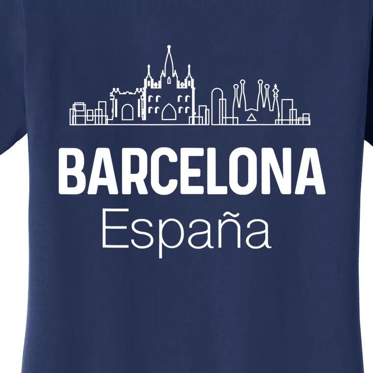 Barcelona Espana Spain Est Souvenir Flag Map Vacation Women's T-Shirt