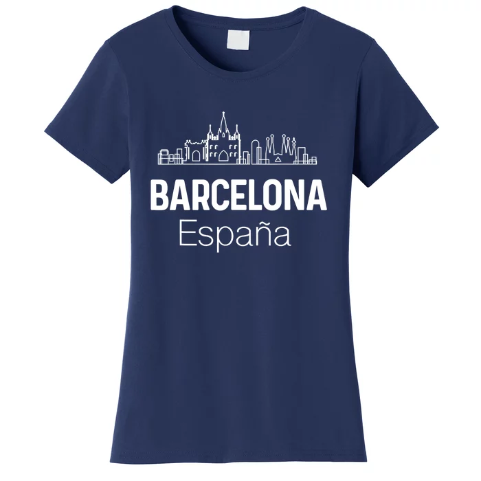 Barcelona Espana Spain Est Souvenir Flag Map Vacation Women's T-Shirt