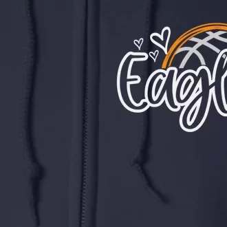 Basketball Eagles School Sports Fan Team Spirit Full Zip Hoodie