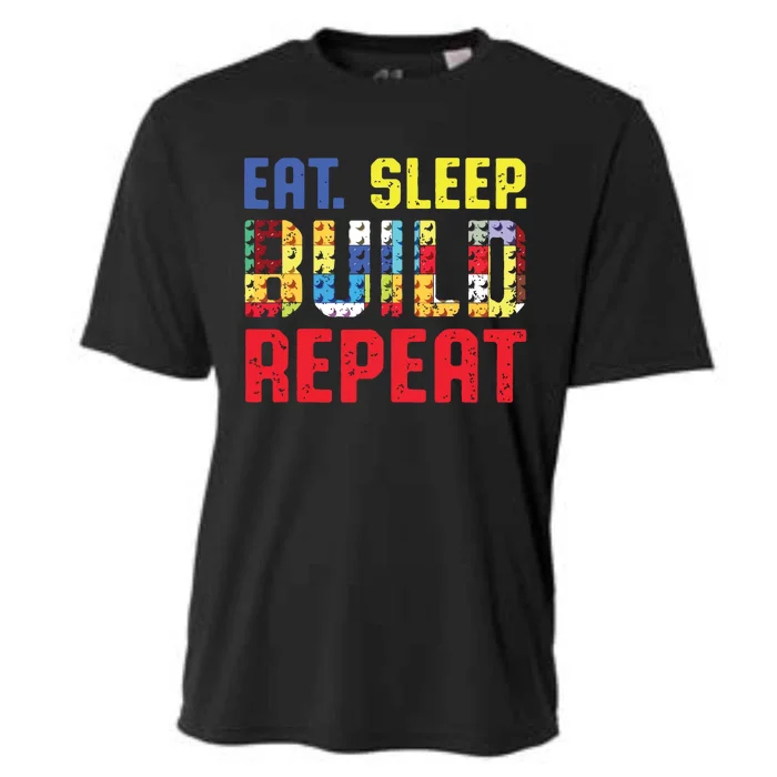 Builders Eat Sleep Build Repeat Cooling Performance Crew T-Shirt