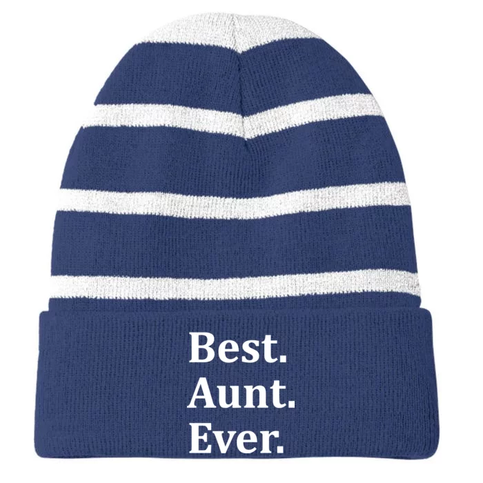 Best Aunt Ever Striped Beanie with Solid Band