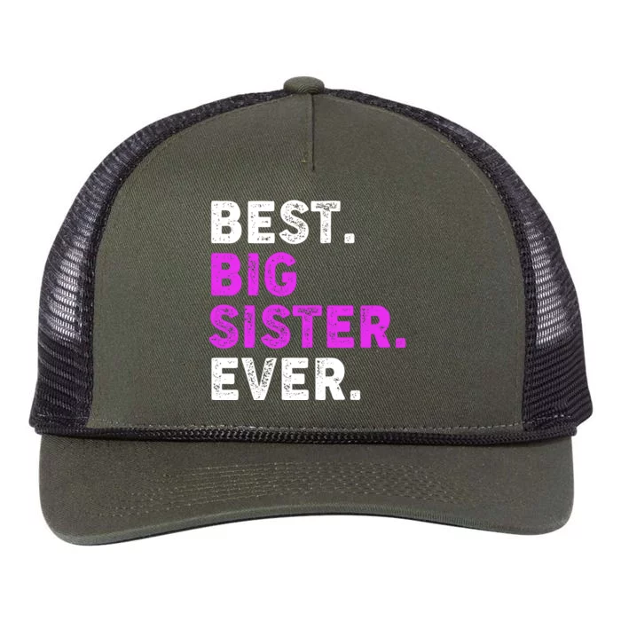 Best Big Sister Ever Older Sibling Retro Rope Trucker Hat Cap