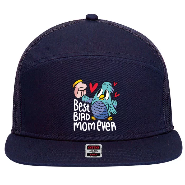 Best Bird Mom Ever 7 Panel Mesh Trucker Snapback Hat