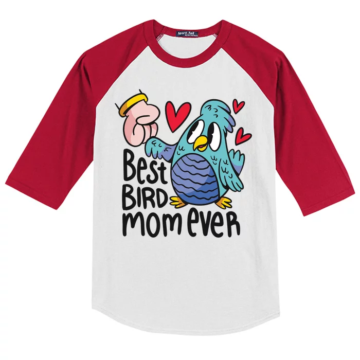 Best Bird Mom Ever Kids Colorblock Raglan Jersey