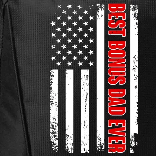 Best Bonus Dad Ever Distressed US Flag City Backpack