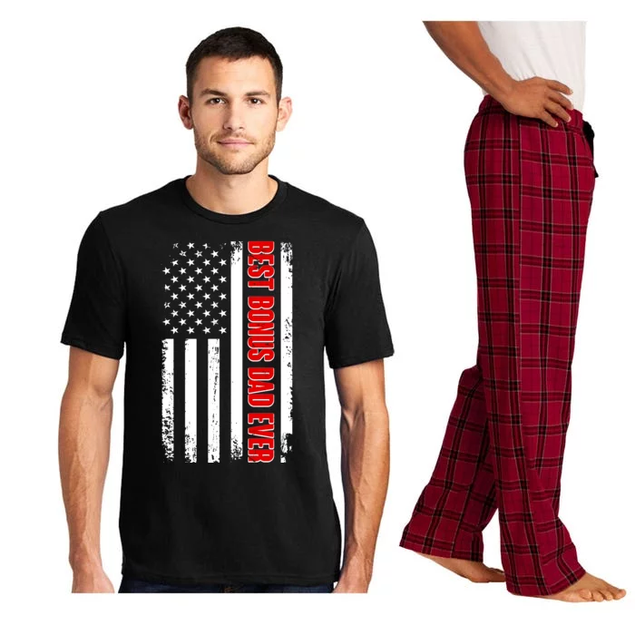 Best Bonus Dad Ever Distressed US Flag Pajama Set