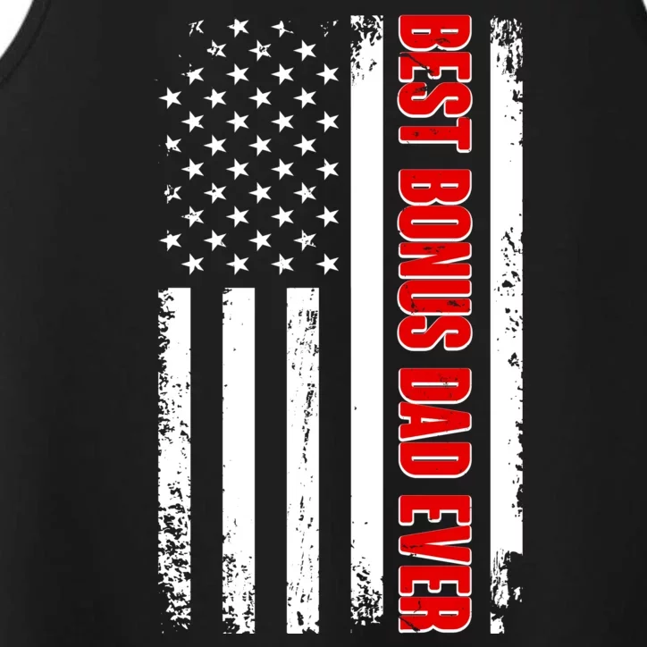 Best Bonus Dad Ever Distressed US Flag Performance Tank