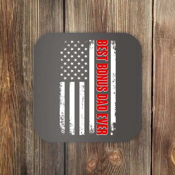 Best Bonus Dad Ever Distressed US Flag Coaster