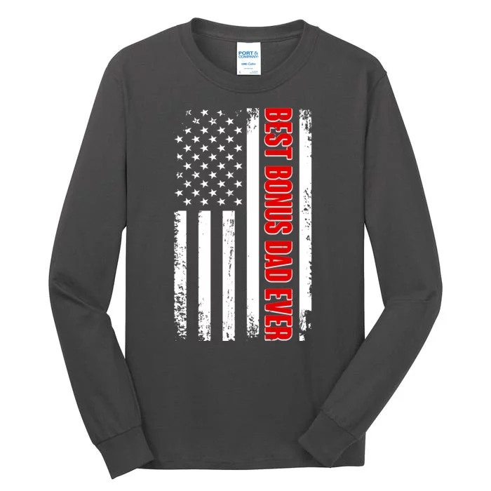 Best Bonus Dad Ever Distressed US Flag Tall Long Sleeve T-Shirt