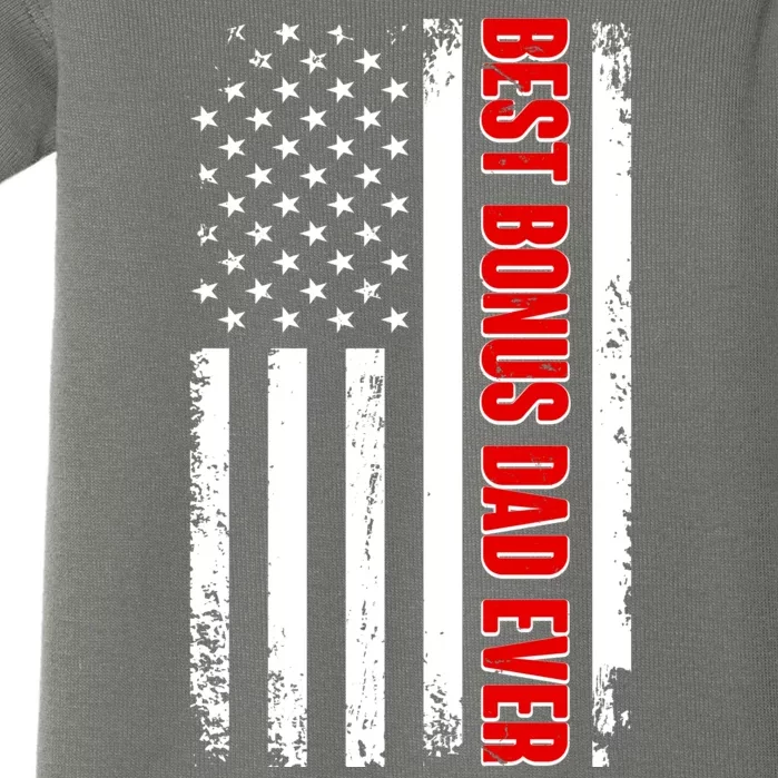 Best Bonus Dad Ever Distressed US Flag Baby Bodysuit