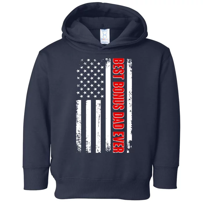 Best Bonus Dad Ever Distressed US Flag Toddler Hoodie