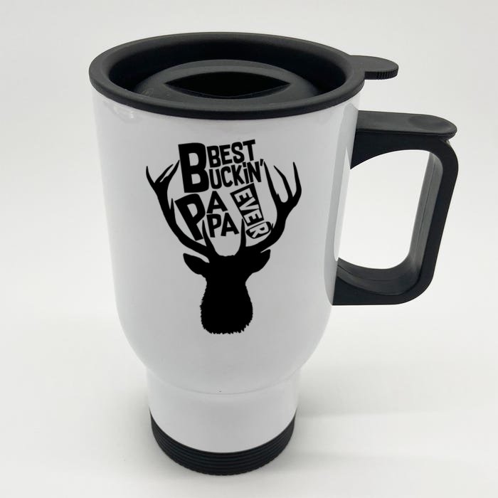 Best Buckin Papa Ever Front & Back Stainless Steel Travel Mug