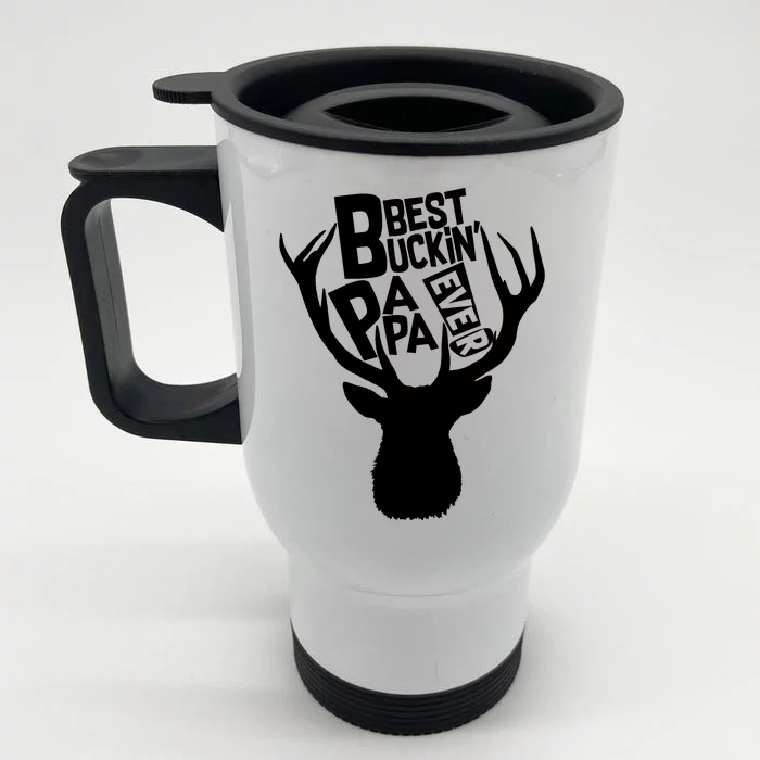 Best Buckin Papa Ever Front & Back Stainless Steel Travel Mug