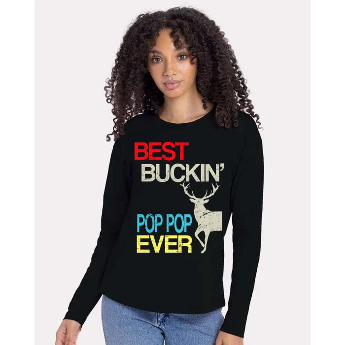 Best Buckin Pop Pop Womens Cotton Relaxed Long Sleeve T-Shirt