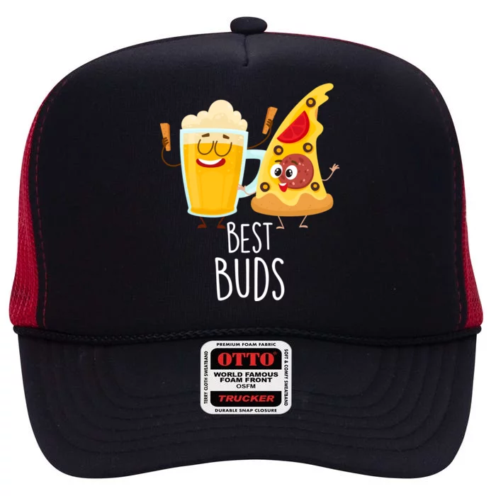 Best Buds Pizza And Beer High Crown Mesh Trucker Hat