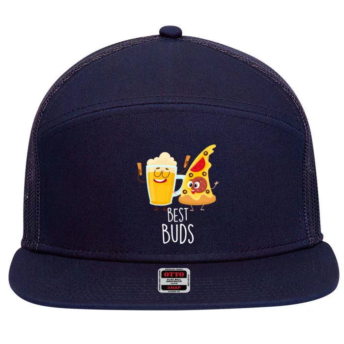 Best Buds Pizza And Beer 7 Panel Mesh Trucker Snapback Hat