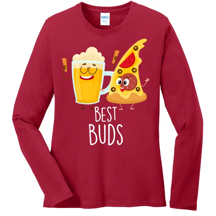 Best Buds Pizza And Beer Ladies Long Sleeve Shirt