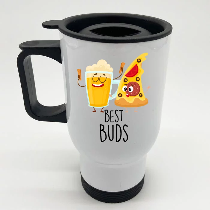 Best Buds Pizza And Beer Front & Back Stainless Steel Travel Mug