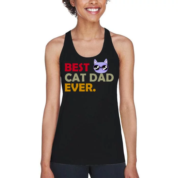 Best Cat Dad Ever Funny Cat Lover Women's Racerback Tank