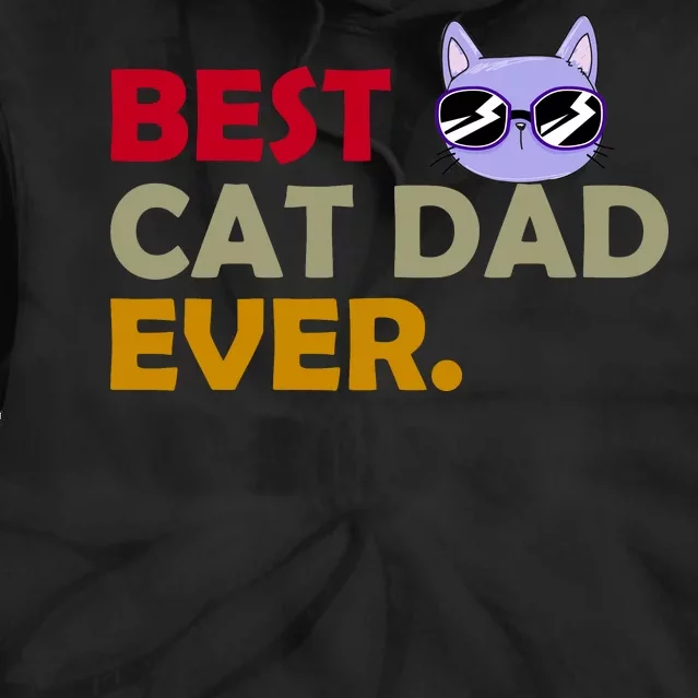 Best Cat Dad Ever Funny Cat Lover Tie Dye Hoodie