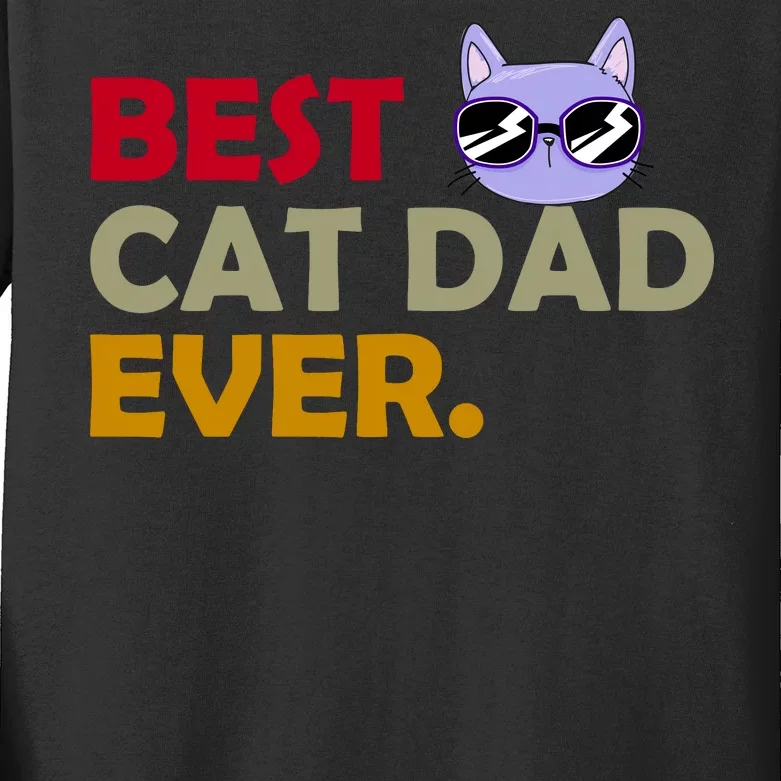 Best Cat Dad Ever Funny Cat Lover Kids Long Sleeve Shirt