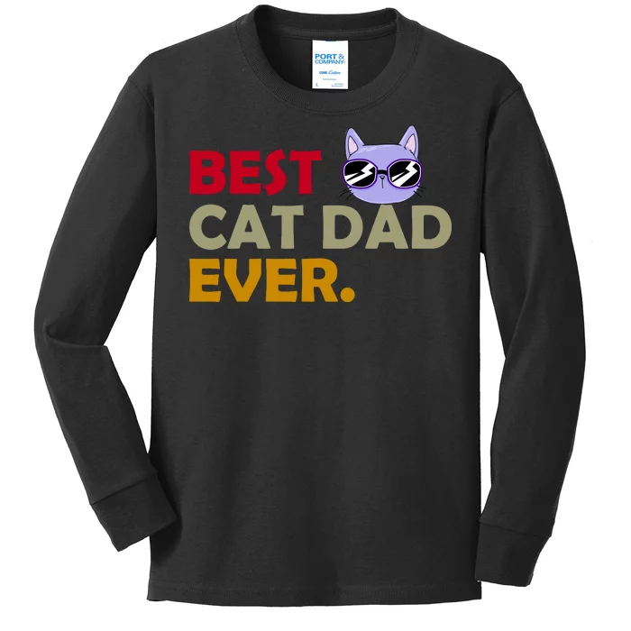 Best Cat Dad Ever Funny Cat Lover Kids Long Sleeve Shirt