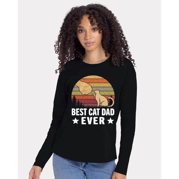 Best Cat Dad Ever Funny Cute Retro Womens Cotton Relaxed Long Sleeve T-Shirt