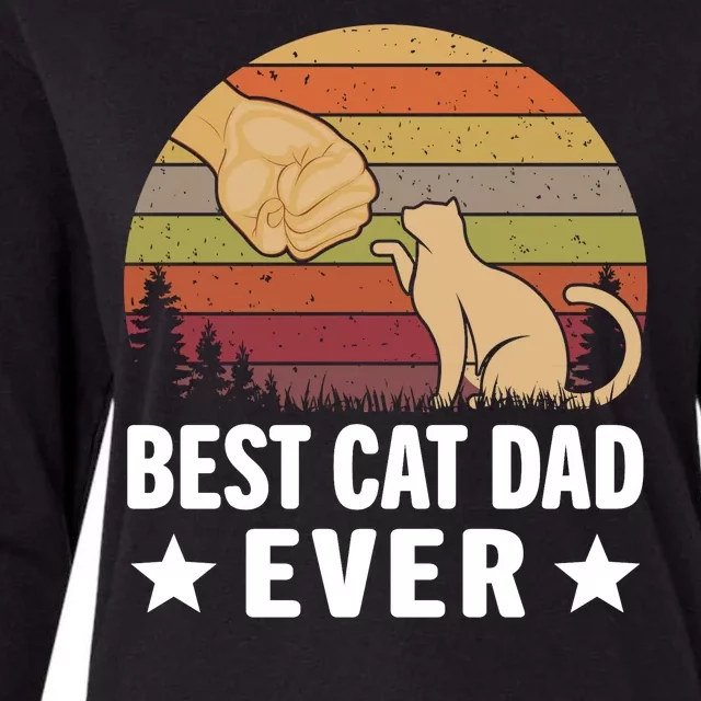 Best Cat Dad Ever Funny Cute Retro Womens Cotton Relaxed Long Sleeve T-Shirt