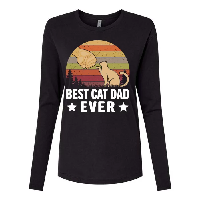 Best Cat Dad Ever Funny Cute Retro Womens Cotton Relaxed Long Sleeve T-Shirt