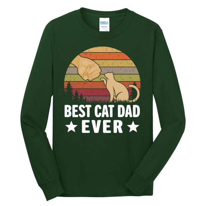 Best Cat Dad Ever Funny Cute Retro Tall Long Sleeve T-Shirt