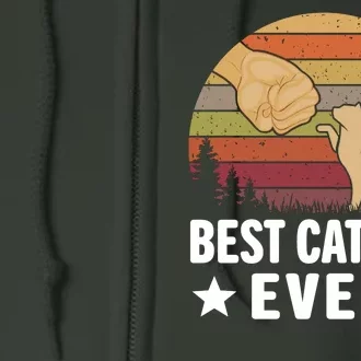 Best Cat Dad Ever Funny Cute Retro Full Zip Hoodie