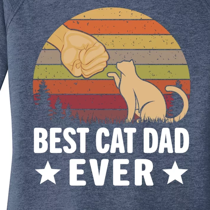 Best Cat Dad Ever Funny Cute Retro Women's Perfect Tri Tunic Long Sleeve Shirt