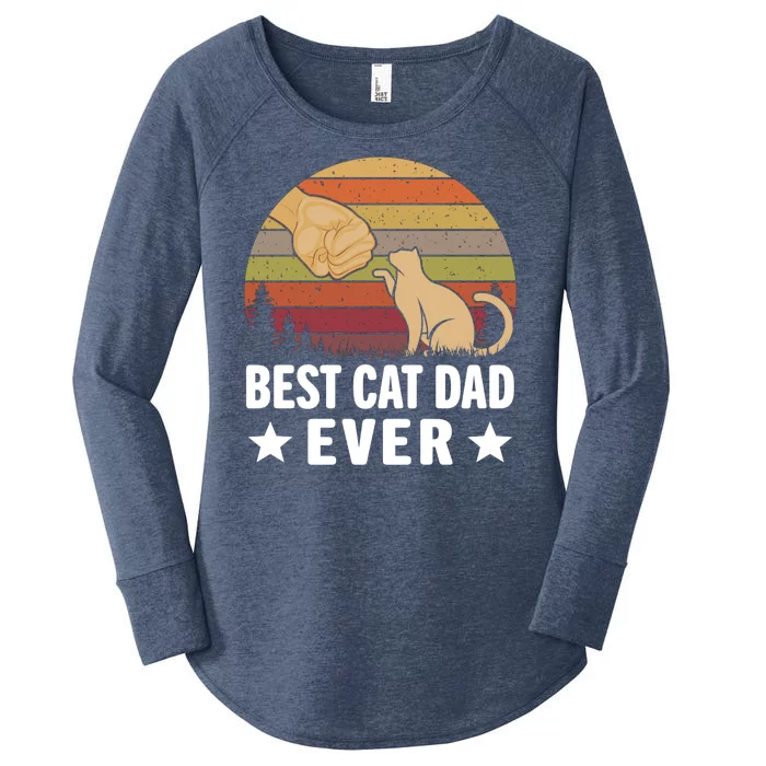 Best Cat Dad Ever Funny Cute Retro Women's Perfect Tri Tunic Long Sleeve Shirt