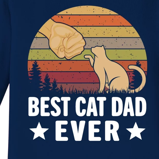 Best Cat Dad Ever Funny Cute Retro Baby Long Sleeve Bodysuit