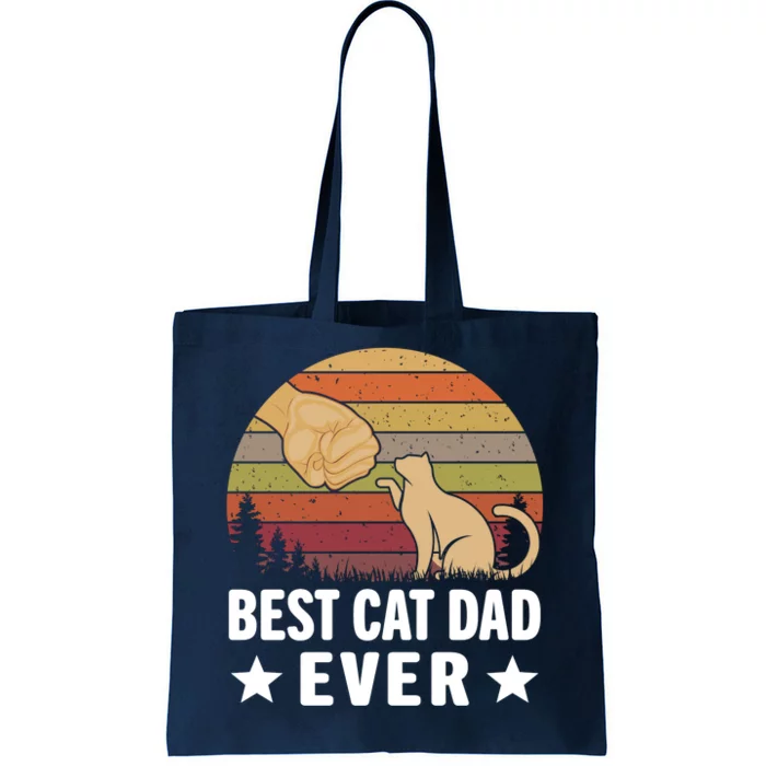 Best Cat Dad Ever Funny Cute Retro Tote Bag