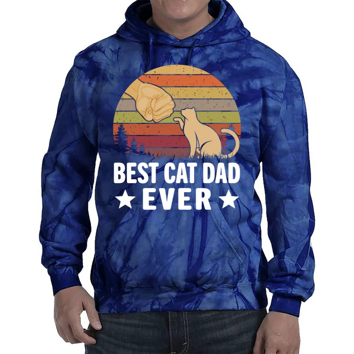 Best Cat Dad Ever Funny Cute Retro Tie Dye Hoodie