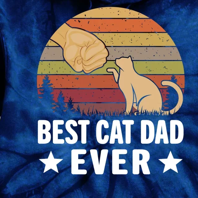 Best Cat Dad Ever Funny Cute Retro Tie Dye Hoodie